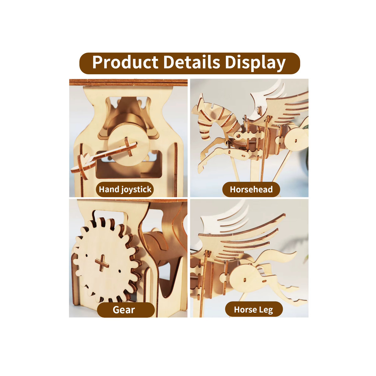 3D Holz Puzzle Pegasus von music park als DIY Bastelset in Beige zur kreativen Dekoration - Bild 6