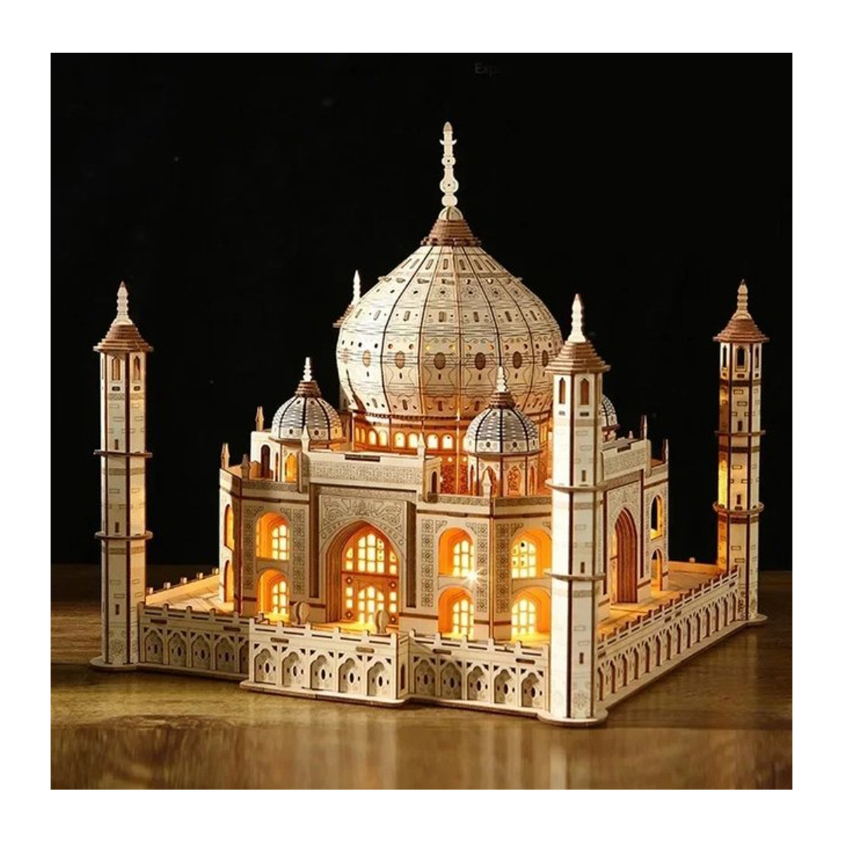 3D Holz Puzzle Taj Mahal Royal Castle mit Licht als DIY Modell Kit in Weiß für Kinder und Erwachsene - Bild 1