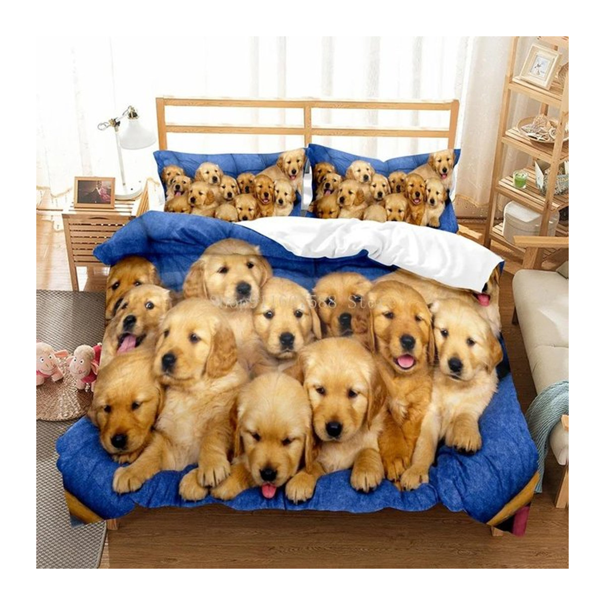 3D Hunde Bettwäsche-Set mit Husky-Motiv für Kinder, mehrfarbig, B/H: 200 x 200 cm - Bild 1