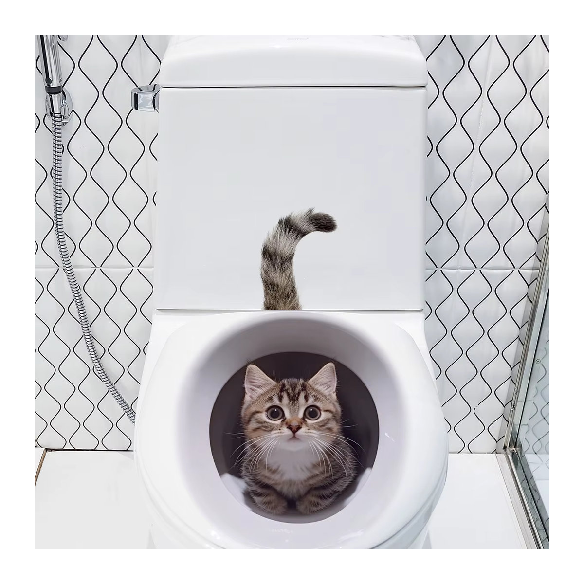 3D Katzen Wandaufkleber mit Lochansicht aus Kunststoff, Mehrfarbig, B/H: 40 x 30 cm - Bild 5