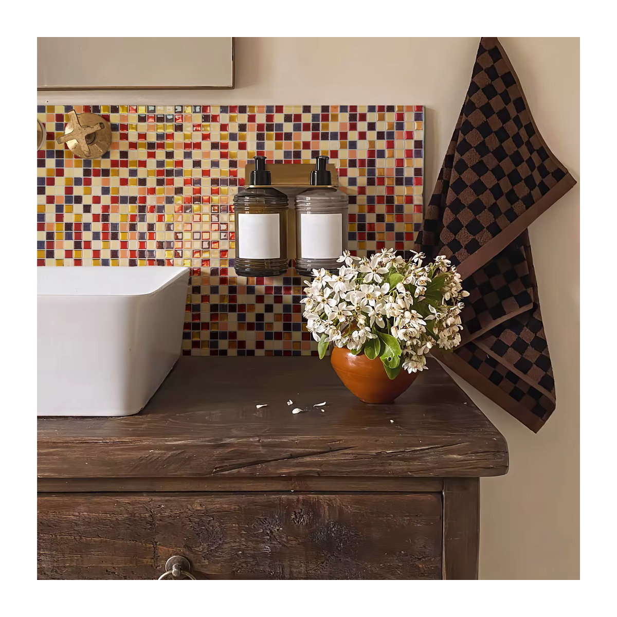 3D Mosaik Fliesenaufkleber in Gold, selbstklebende geometrische Wandaufkleber aus Kunststoff, wasserdicht und ölbeständig für deine Raumdekoration - Bild 3