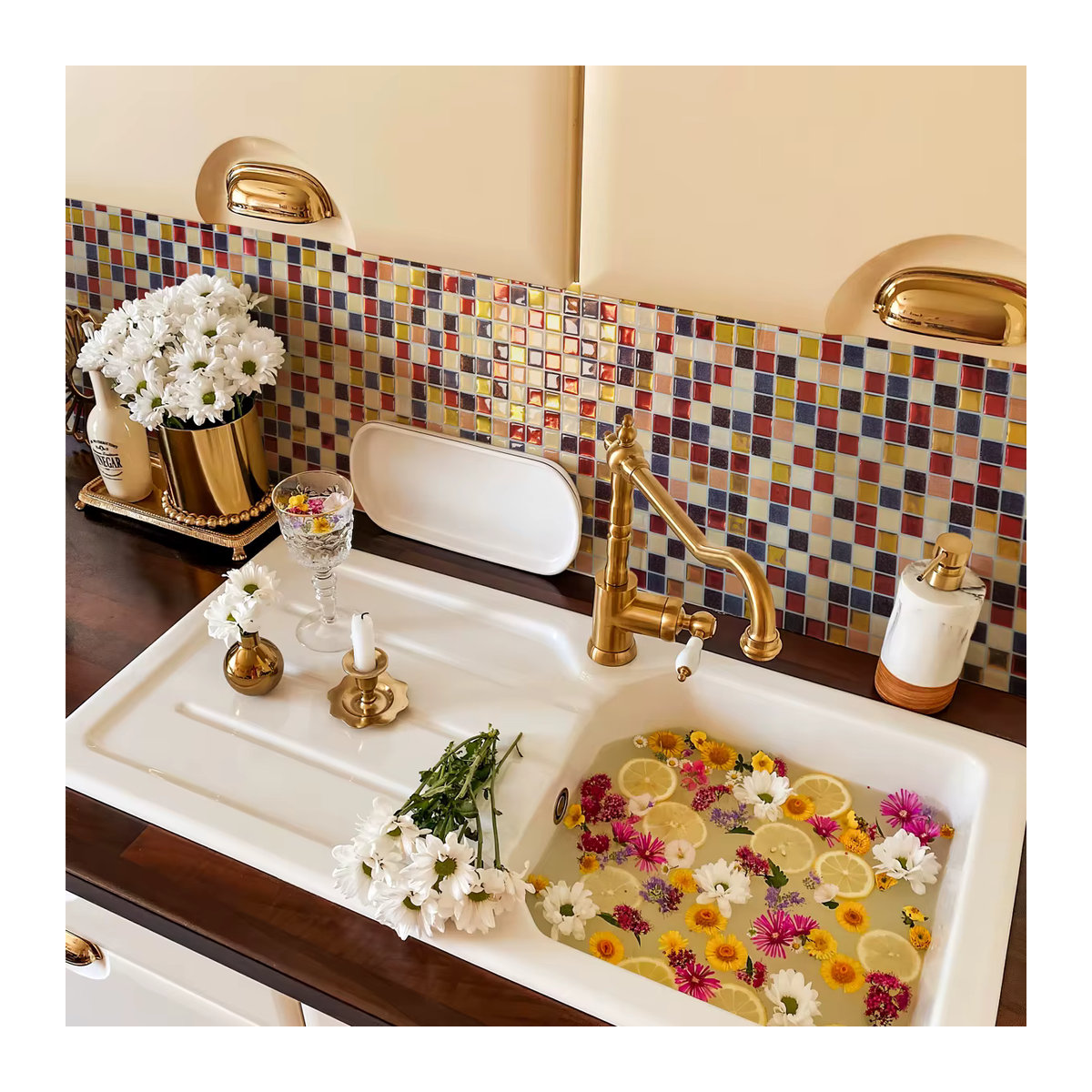 3D Mosaik Fliesenaufkleber in Gold, selbstklebende geometrische Wandaufkleber aus Kunststoff, wasserdicht und ölbeständig für deine Raumdekoration - Bild 5