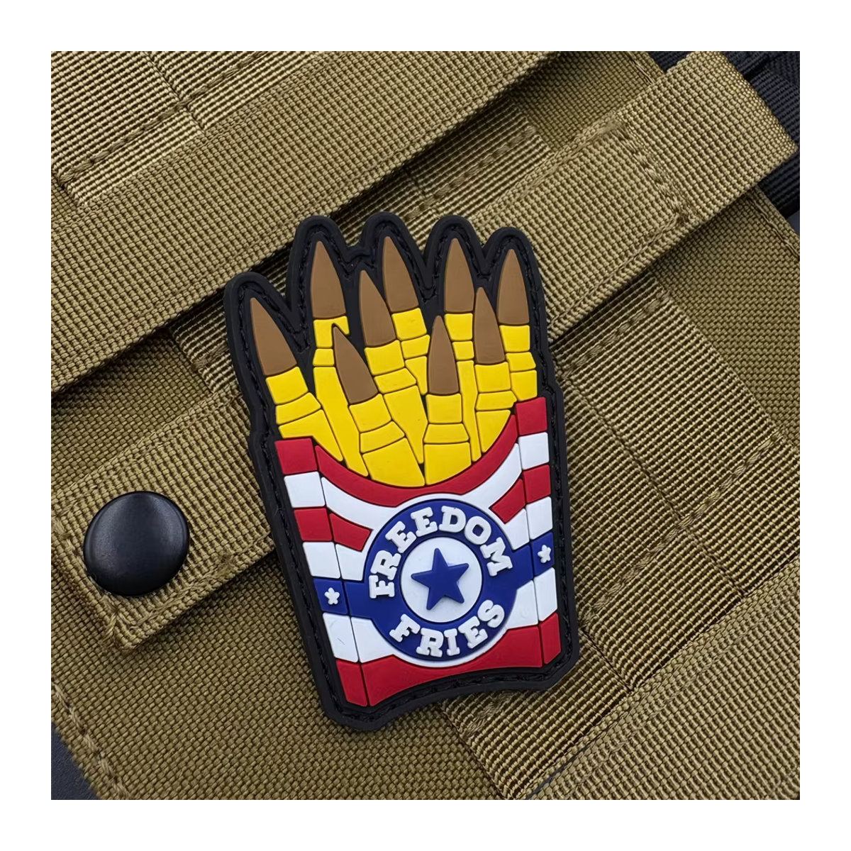 3D-PVC Patch-Abzeichen mit Pommes-Frites-Muster in Bunt mit Klettverschluss zur Dekoration von Taschen, Rucksäcken und Westen - Bild 2