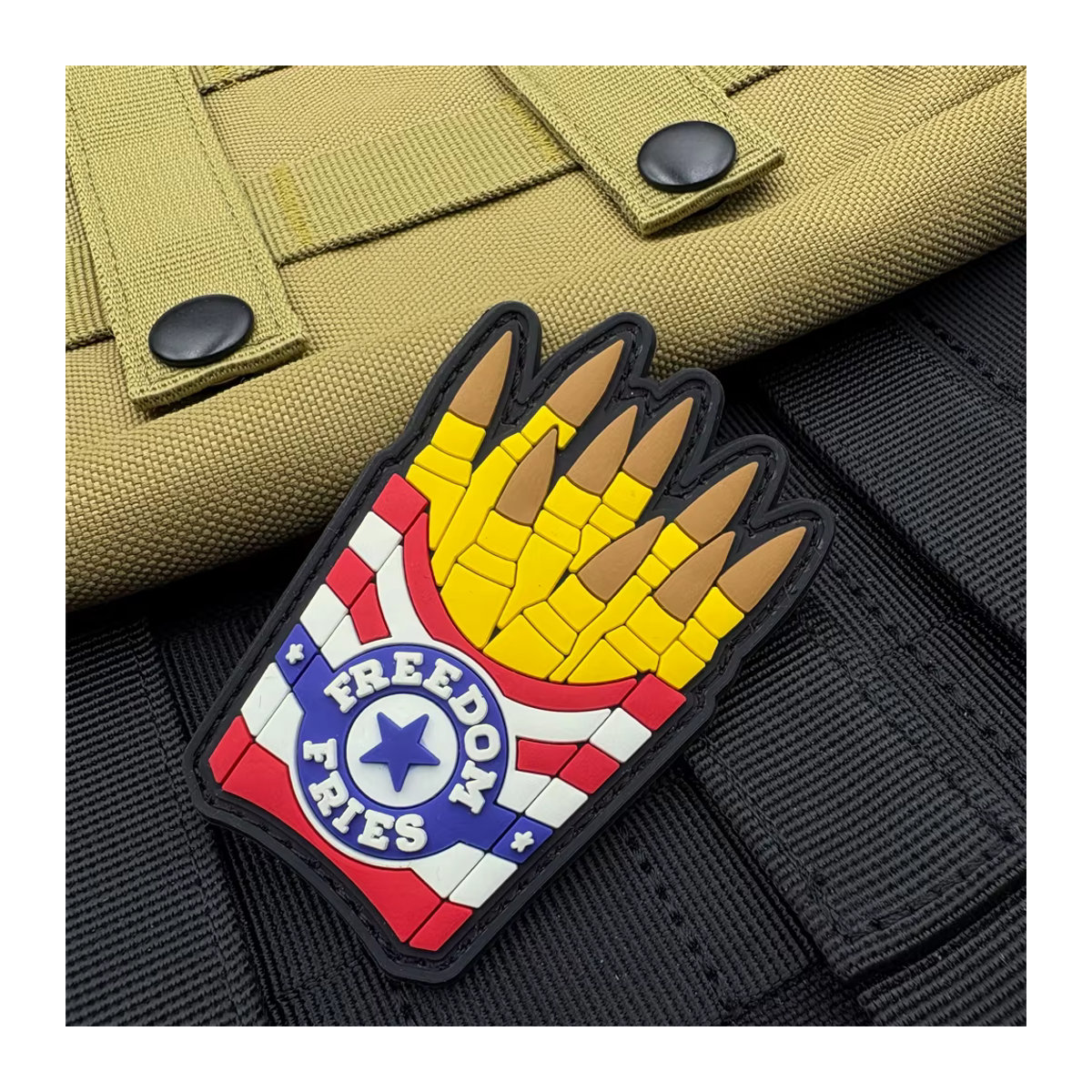 3D-PVC Patch-Abzeichen mit Pommes-Frites-Muster in Bunt mit Klettverschluss zur Dekoration von Taschen, Rucksäcken und Westen - Bild 3
