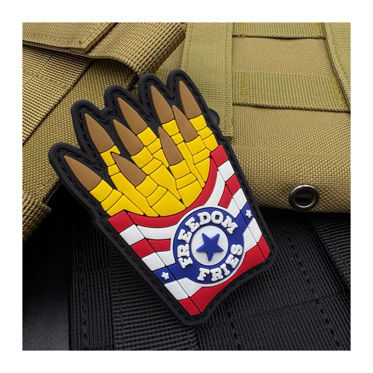 3D-PVC Patch-Abzeichen mit Pommes-Frites-Muster in Bunt mit Klettverschluss zur Dekoration von Taschen, Rucksäcken und Westen - Bild 4