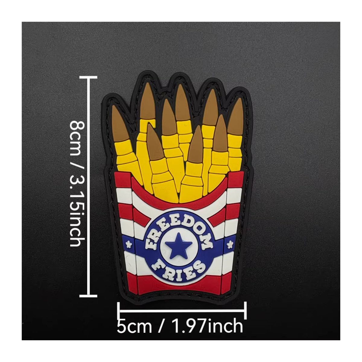 3D-PVC Patch-Abzeichen mit Pommes-Frites-Muster in Bunt mit Klettverschluss zur Dekoration von Taschen, Rucksäcken und Westen - Bild 5