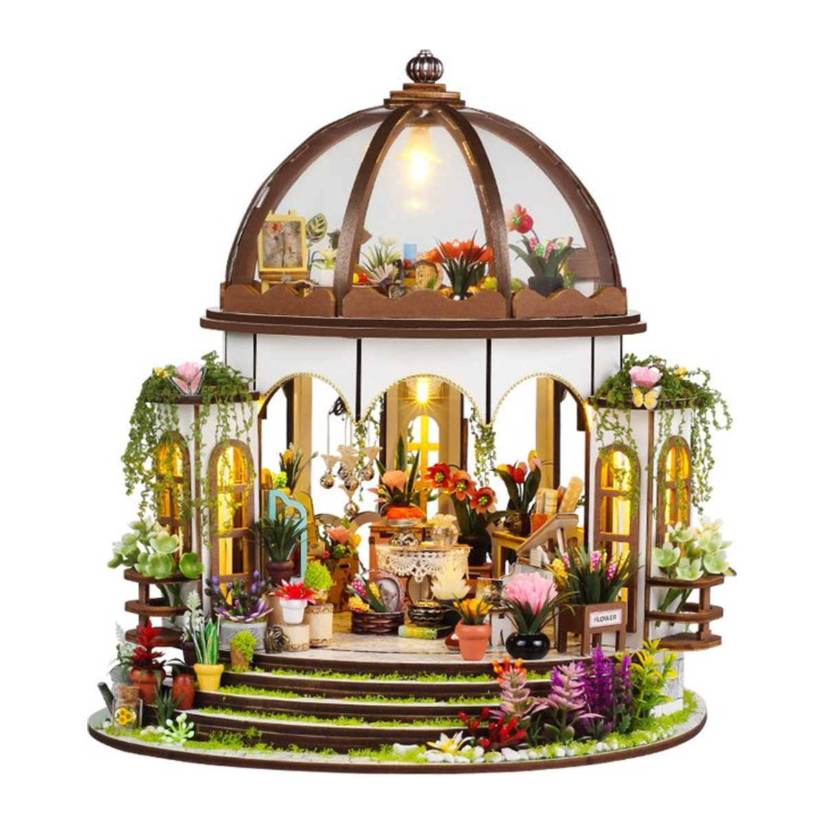 3D Sky Garden Holzpuzzle Bausatz mit Lichtern als dekoratives Modell in Weiß und Mehrfarbig - Bild 1