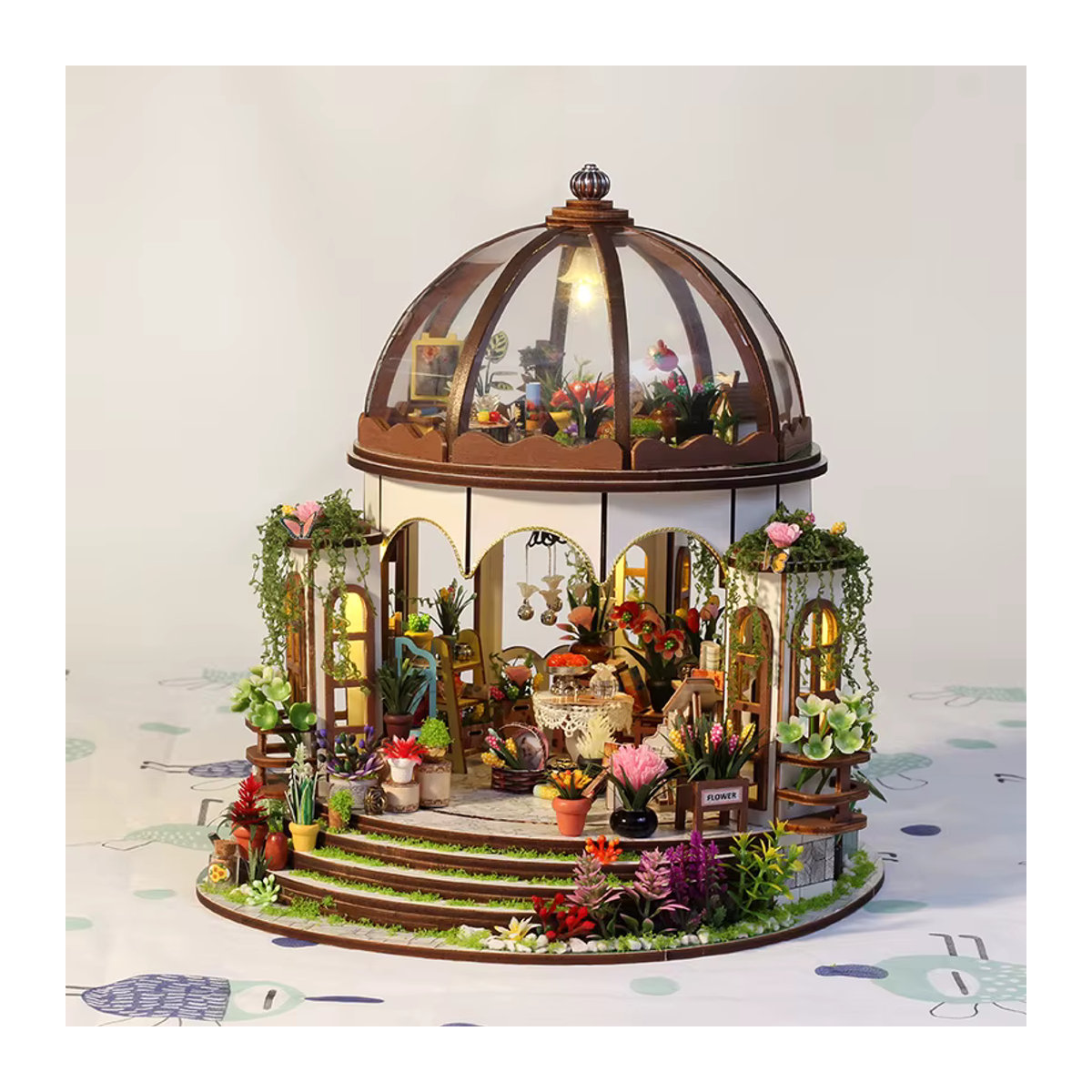 3D Sky Garden Holzpuzzle Bausatz mit Lichtern als dekoratives Modell in Weiß und Mehrfarbig - Bild 2