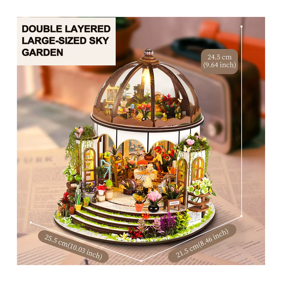 3D Sky Garden Holzpuzzle Bausatz mit Lichtern als dekoratives Modell in Weiß und Mehrfarbig - Bild 5
