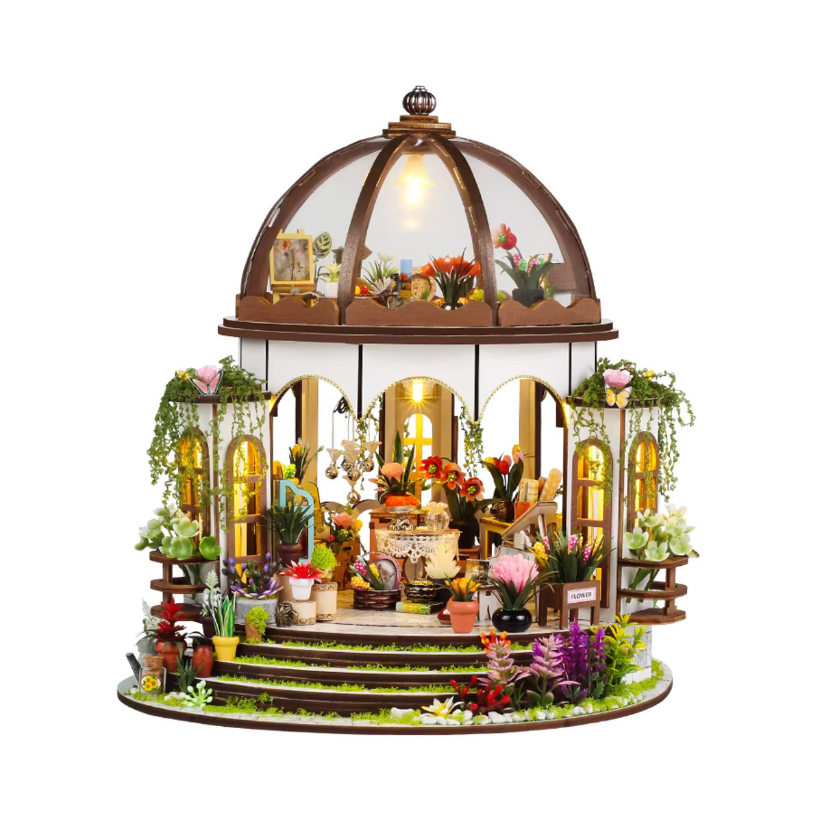 3D Sky Garden Holzpuzzle Bausatz mit Lichtern als dekoratives Modell in Weiß und Mehrfarbig - Bild 6