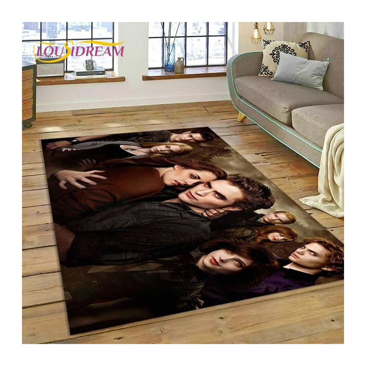 3D The Twilight Saga Edward Bella Teppich für Wohnzimmer und Schlafzimmer, rutschfeste Fußmatte, mehrfarbig, B/T: 60 x 40 cm - Bild 1
