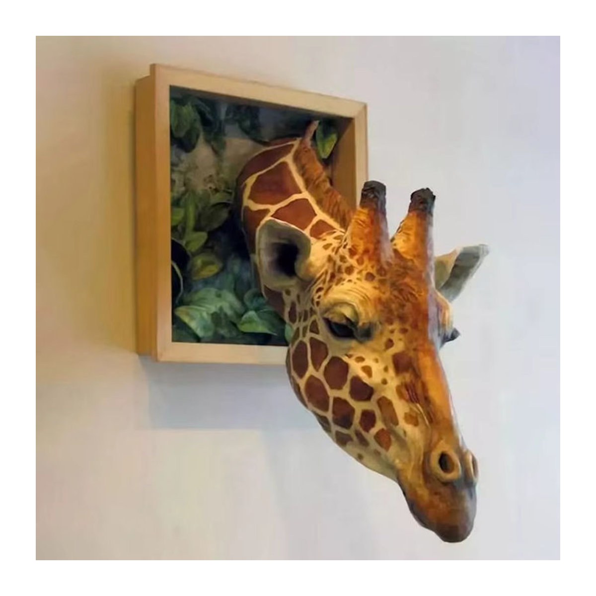 3D Wandskulptur Giraffe aus Kunstharz in Braun als dekorativer Wandbehang für dein Zuhause - Bild 2