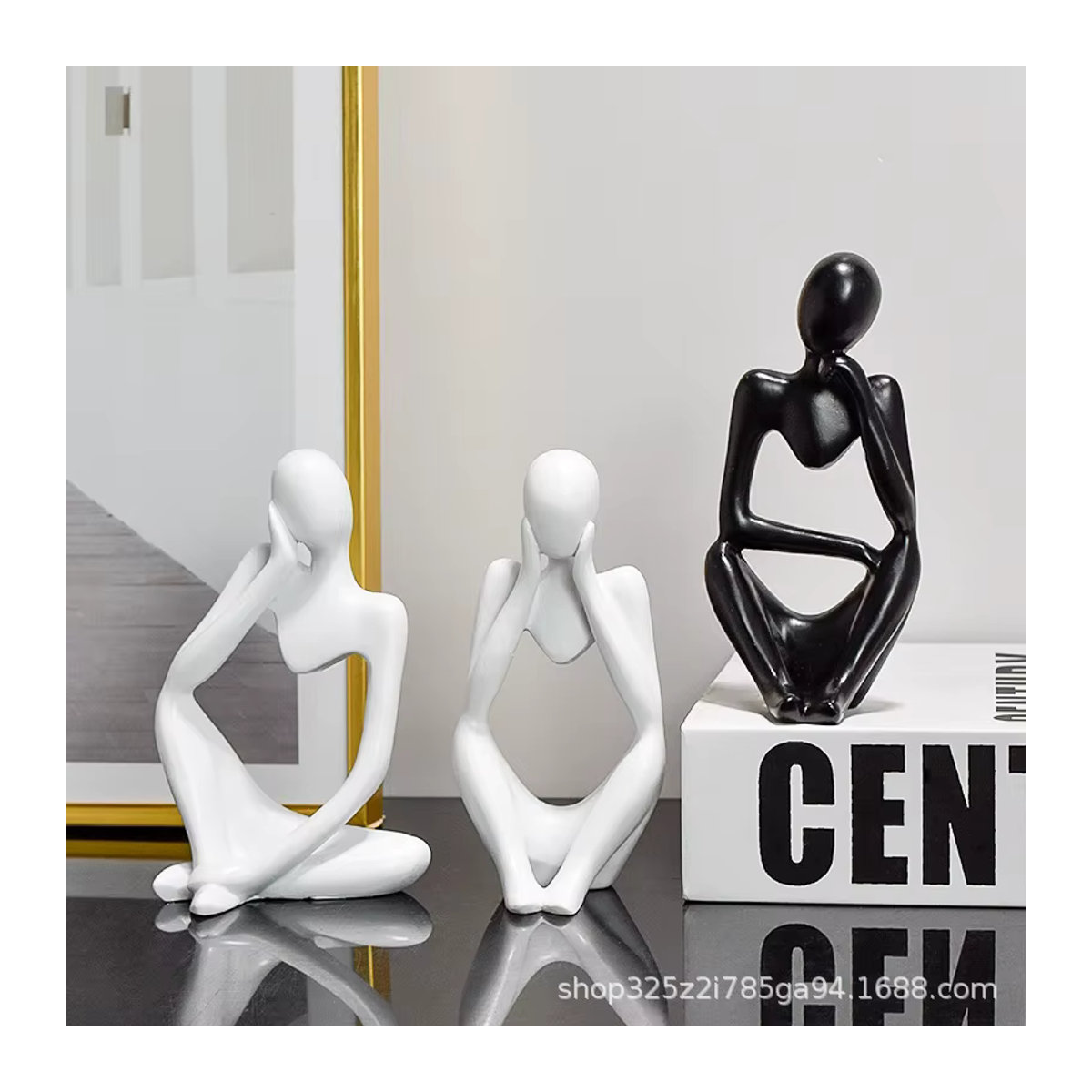 3er-Pack abstrakte Denkerstatuen aus Kunstharz in Mehrfarbig für deine moderne Heimdekoration - Bild 1