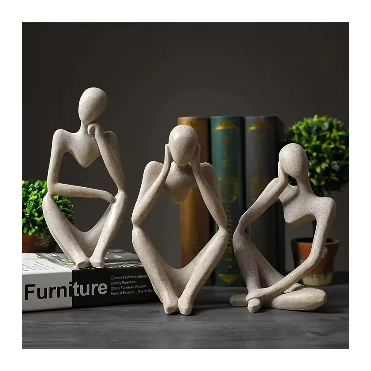 3er-Pack abstrakte Denkerstatuen aus Kunstharz in Mehrfarbig für deine moderne Heimdekoration - Bild 5