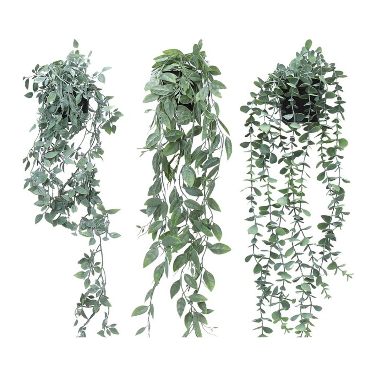 3er-Pack HiMISS künstliche Eucalyptus-Hängepflanzen in Grün mit Topf für Innen und Außen - Bild 1