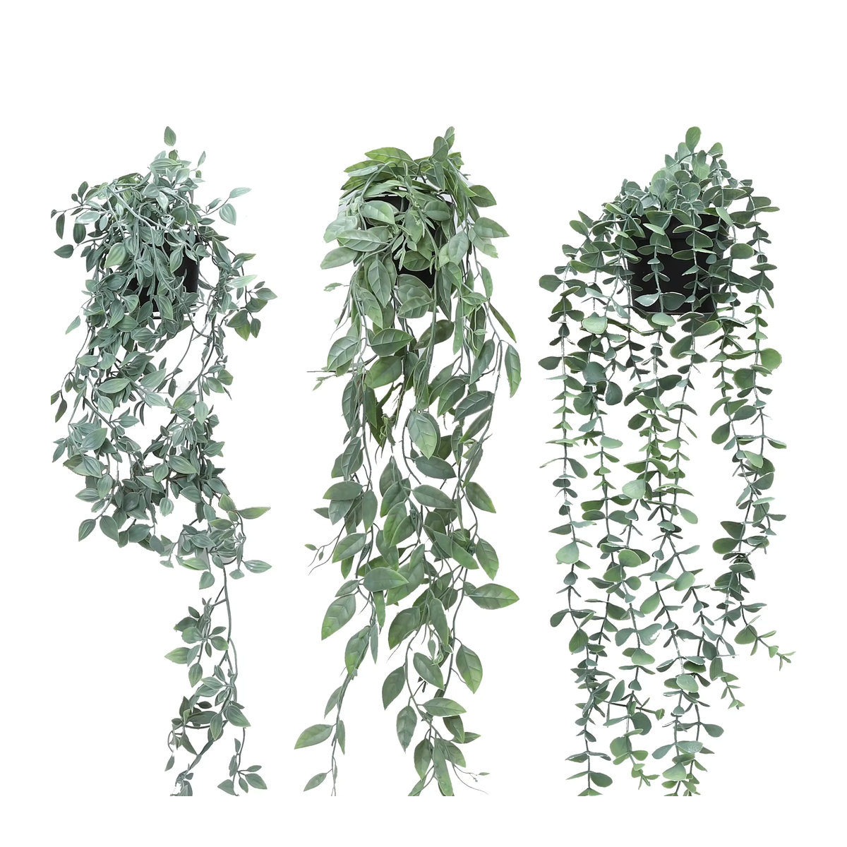 3er-Pack HiMISS künstliche Eucalyptus-Hängepflanzen in Grün mit Topf für Innen und Außen - Bild 6