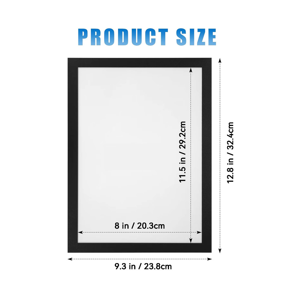 3er-Pack magnetische A4-Rahmen aus Kunststoff in Schwarz für die Wandmontage, selbstklebende Dokumentenhalter für Poster und Zertifikate - Bild 2