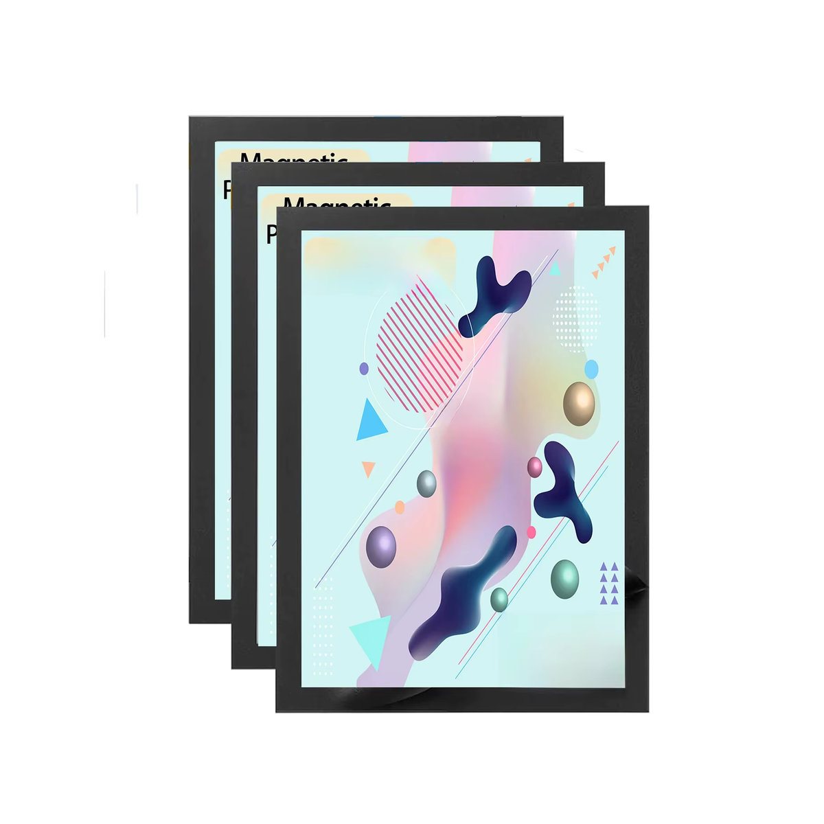 3er-Pack magnetische A4-Rahmen aus Kunststoff in Schwarz für die Wandmontage, selbstklebende Dokumentenhalter für Poster und Zertifikate - Bild 7