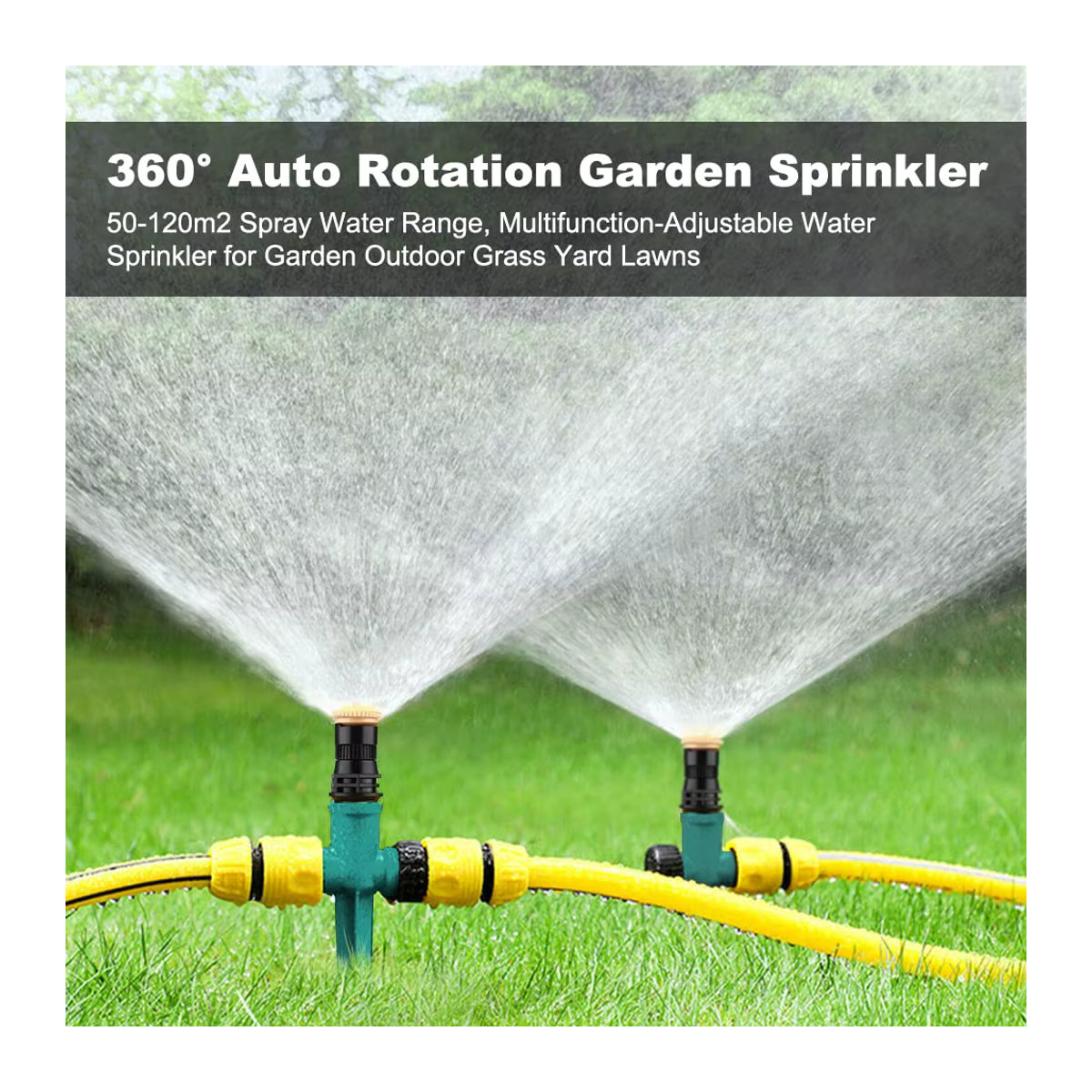 3er-Pack Rotierende Gartensprinkler in Grün – Verstellbare Wassersprühgeräte für Rasen und Pflanzen als Automatisches Bewässerungssystem - Bild 2