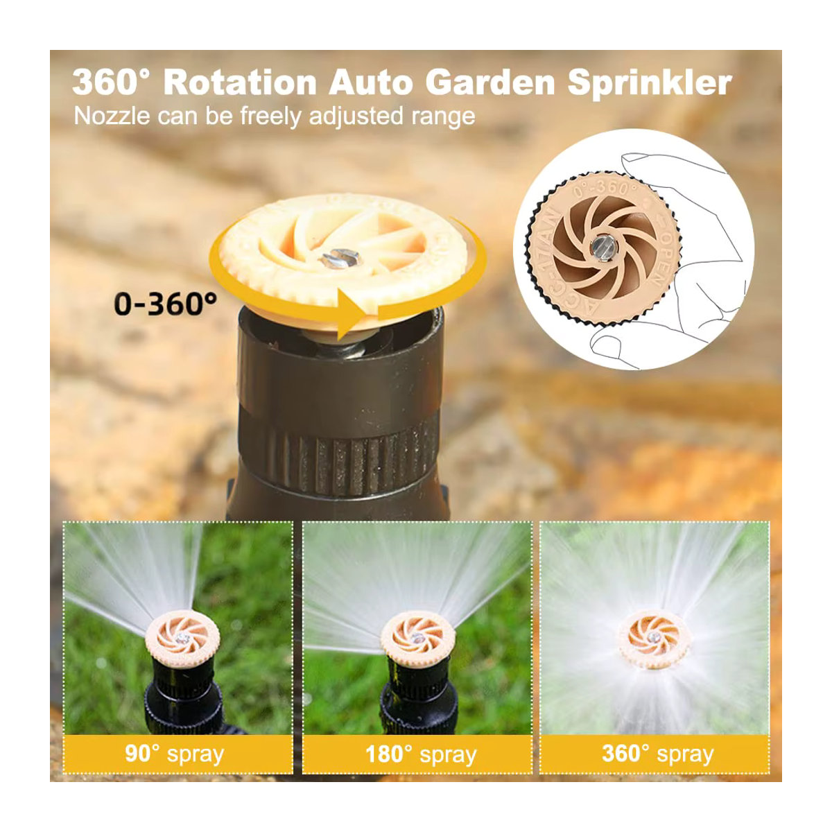 3er-Pack Rotierende Gartensprinkler in Grün – Verstellbare Wassersprühgeräte für Rasen und Pflanzen als Automatisches Bewässerungssystem - Bild 3