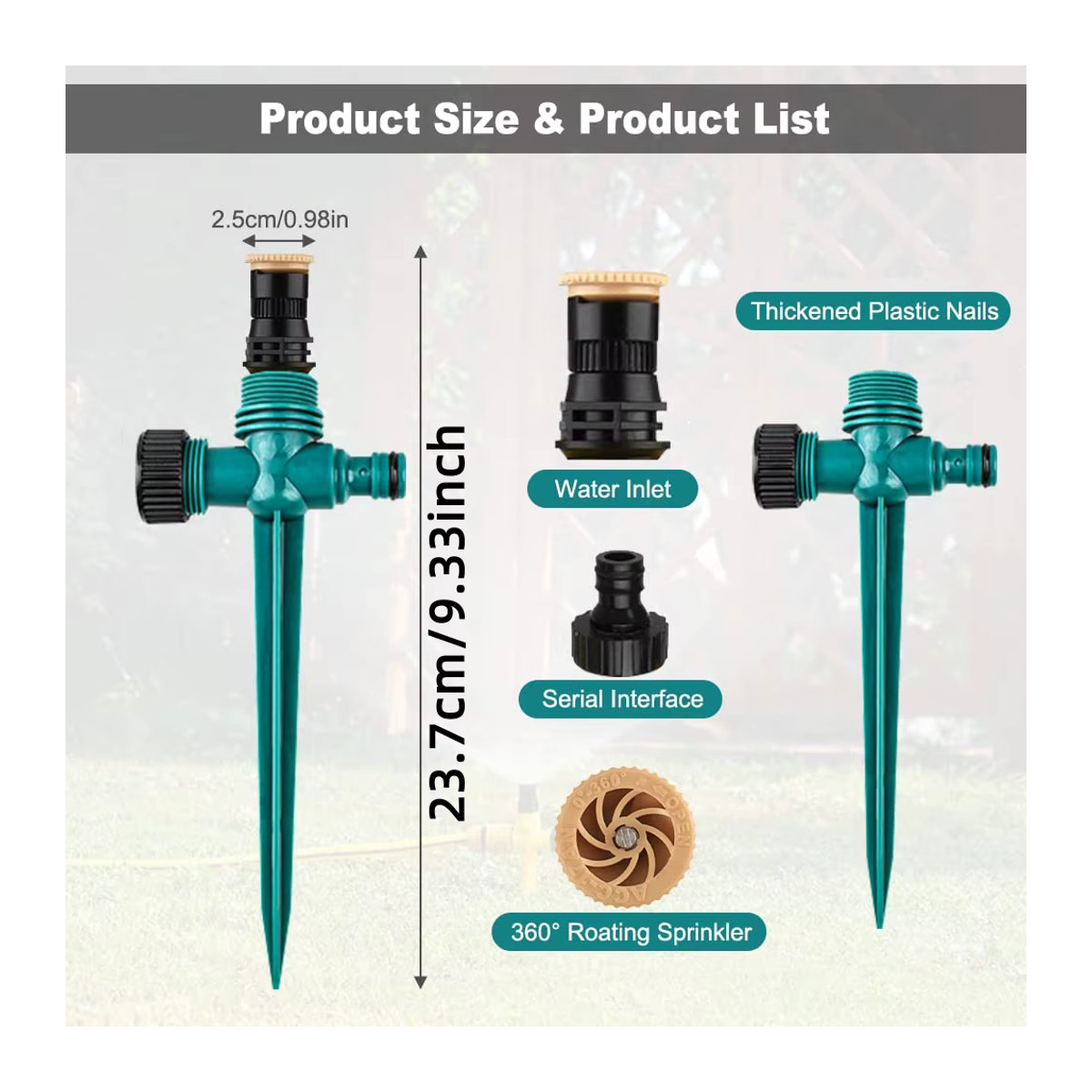 3er-Pack Rotierende Gartensprinkler in Grün – Verstellbare Wassersprühgeräte für Rasen und Pflanzen als Automatisches Bewässerungssystem - Bild 6