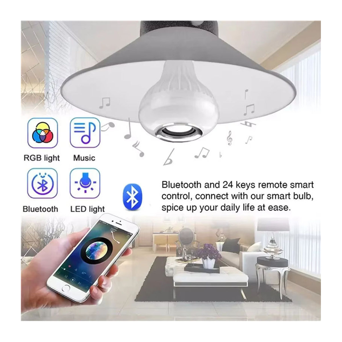 3er Set ATcomm Smart-Lampe E27 mit 12W LED, RGB Multi-Color und Bluetooth Lautsprecher für Musikwiedergabe - Bild 2