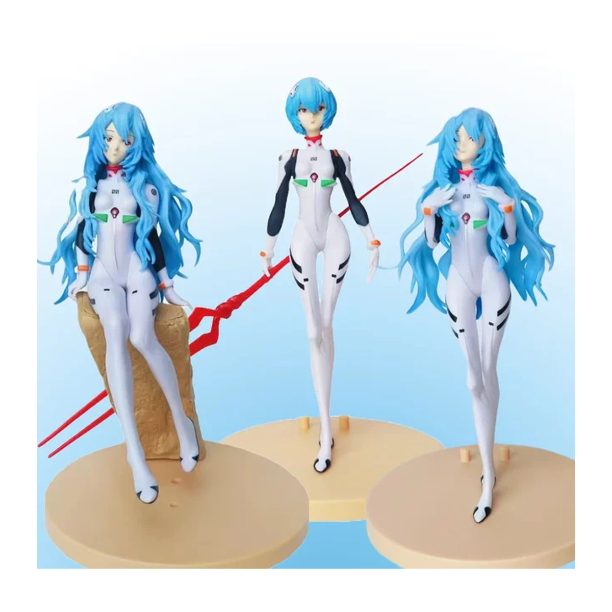 3er-Set Bandai EVA Ayanami Rei Actionfiguren aus PVC in Weiß - Bild 1