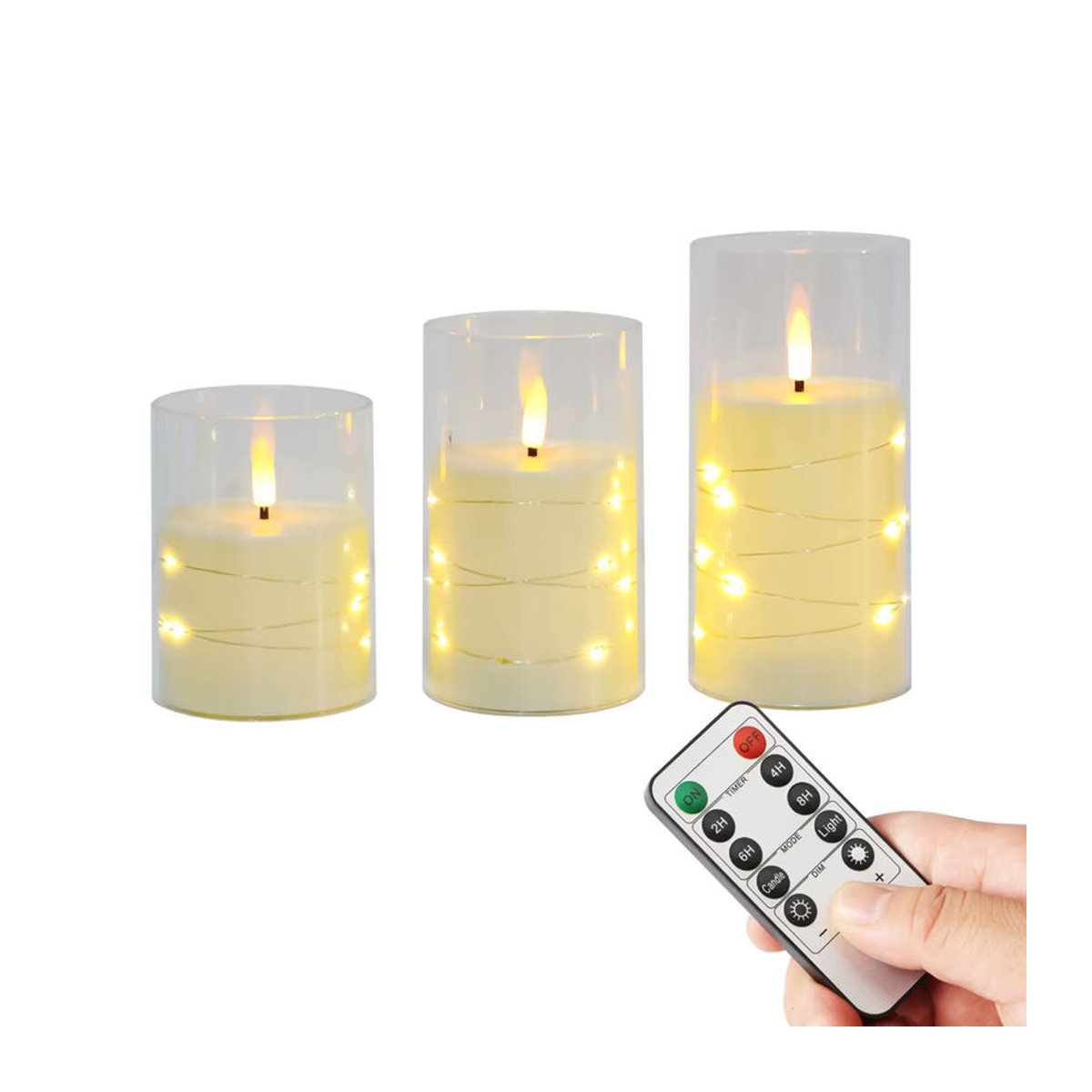 3er-Set batteriebetriebene LED Teelichter in Weiß mit Flackereffekt für moderne Dekoration - Bild 7