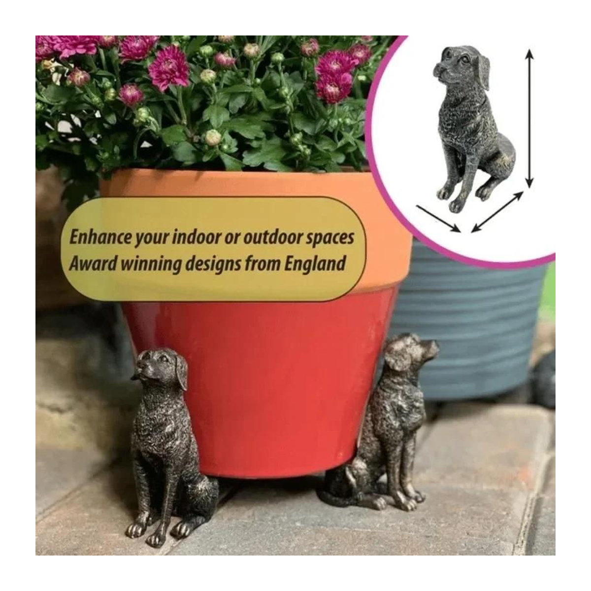 3er Set Blumentopf Ständer in Tierform aus Kunstharz für Garten und Outdoor, Schwarz und Braun - Bild 2