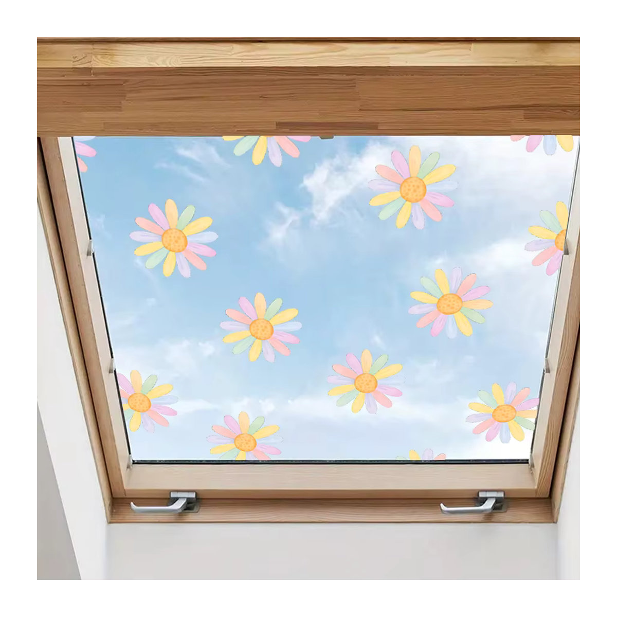 3er Set BRUP Fensteraufkleber für Kinderzimmer mit Regenbogen und Gänseblümchen im Boho-Design, abnehmbare Vinyl-Glasdekoration in Mehrfarbig - Bild 2