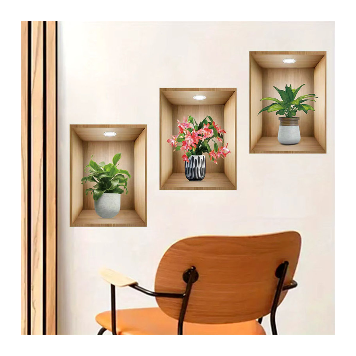 3er Set BRUP Wandtattoos mit realistischen Aquarell Topfblumen in Mehrfarbig für Schlafzimmer, Wohnzimmer und Kinderzimmer - Bild 4