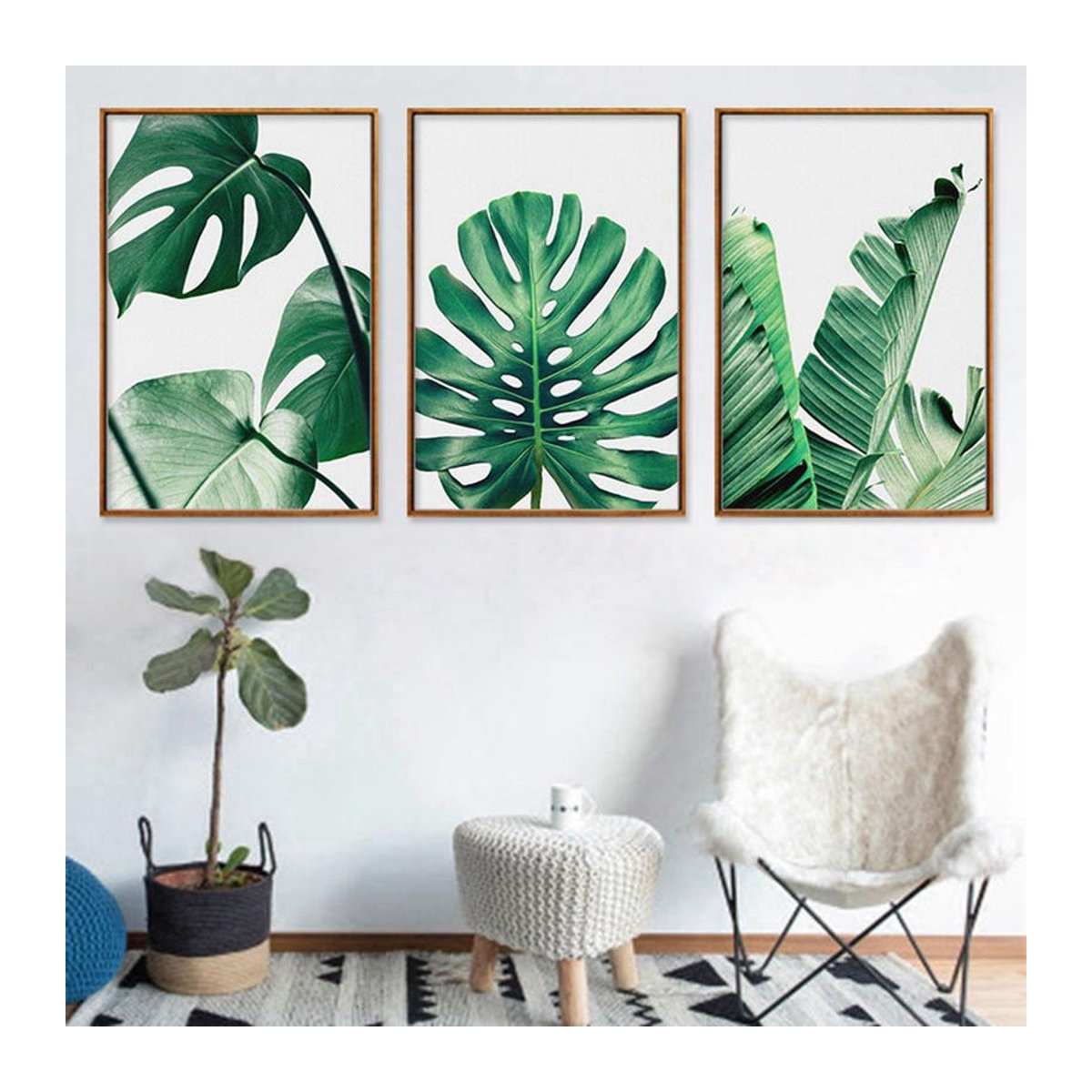 3er-Set CosyHome Leinwandbilder mit grünem Blättermuster, moderne florale Wandkunst für dein Heim oder Büro, B/H: 40 x 50 cm - Bild 2