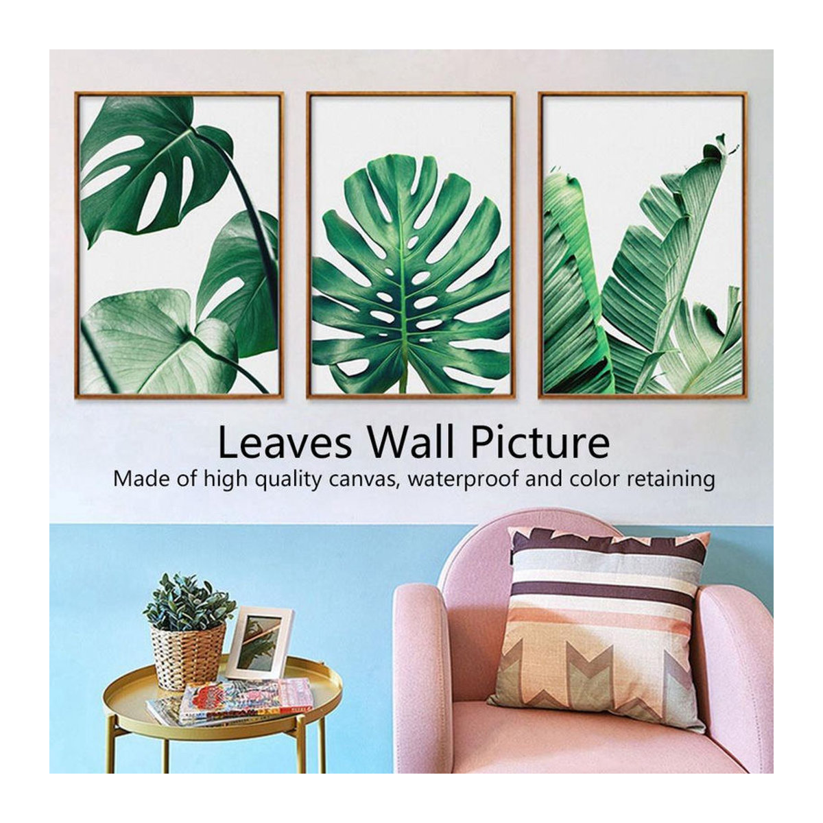 3er-Set CosyHome Leinwandbilder mit grünem Blättermuster, moderne florale Wandkunst für dein Heim oder Büro, B/H: 40 x 50 cm - Bild 4