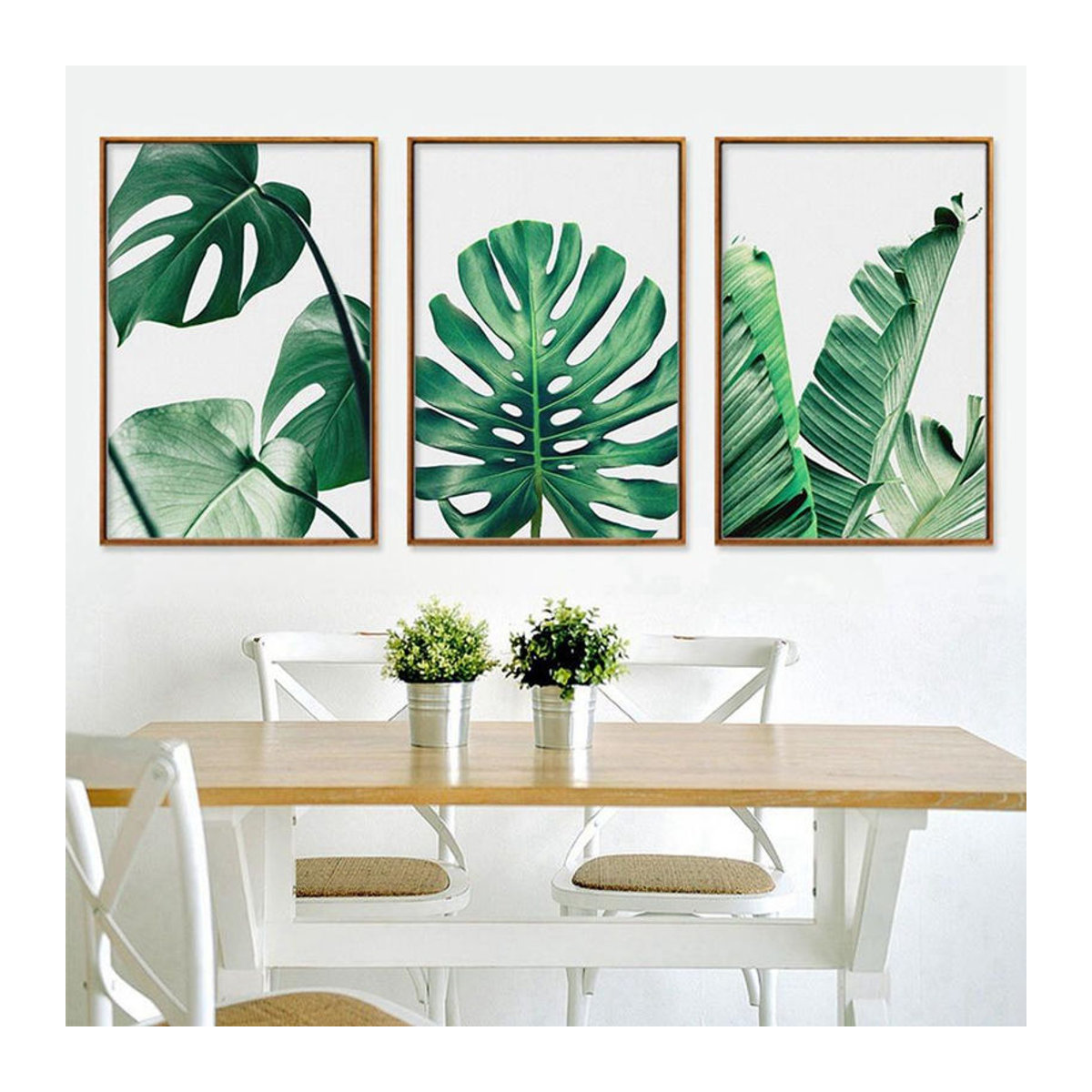 3er-Set CosyHome Leinwandbilder mit grünem Blättermuster, moderne florale Wandkunst für dein Heim oder Büro, B/H: 40 x 50 cm - Bild 5