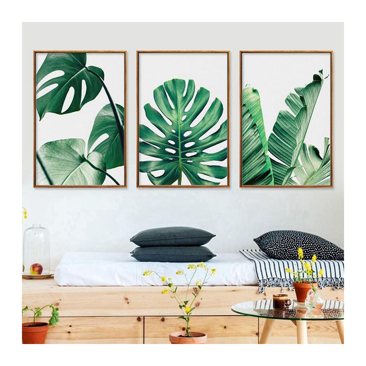3er-Set CosyHome Leinwandbilder mit grünem Blättermuster, moderne florale Wandkunst für dein Heim oder Büro, B/H: 40 x 50 cm - Bild 7