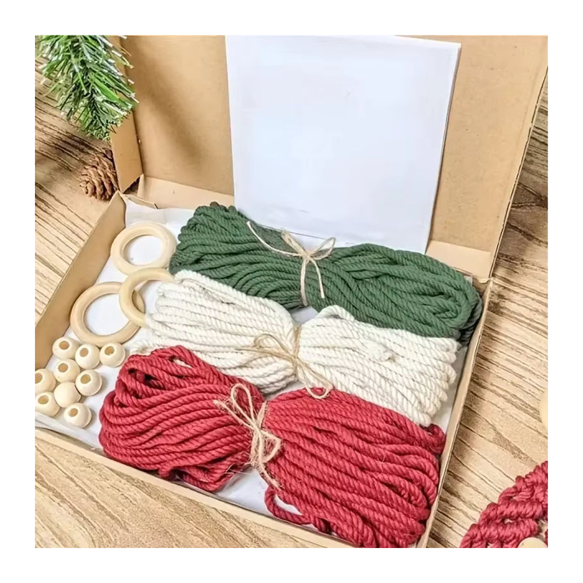 3er Set DIY Makramee Weihnachtsbaum Wandbehang aus Baumwolle im Bohemian Stil, mehrfarbig - Bild 4