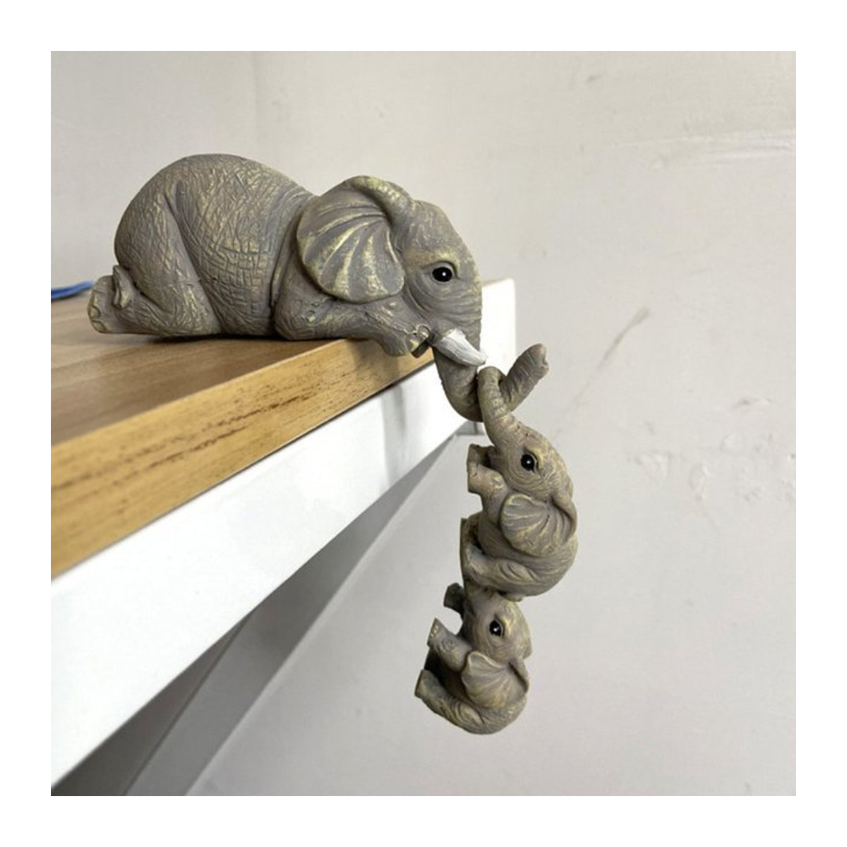 3er-Set Elefanten-Ornamente aus Kunstharz in Grau für deine Wohndekoration - Bild 1