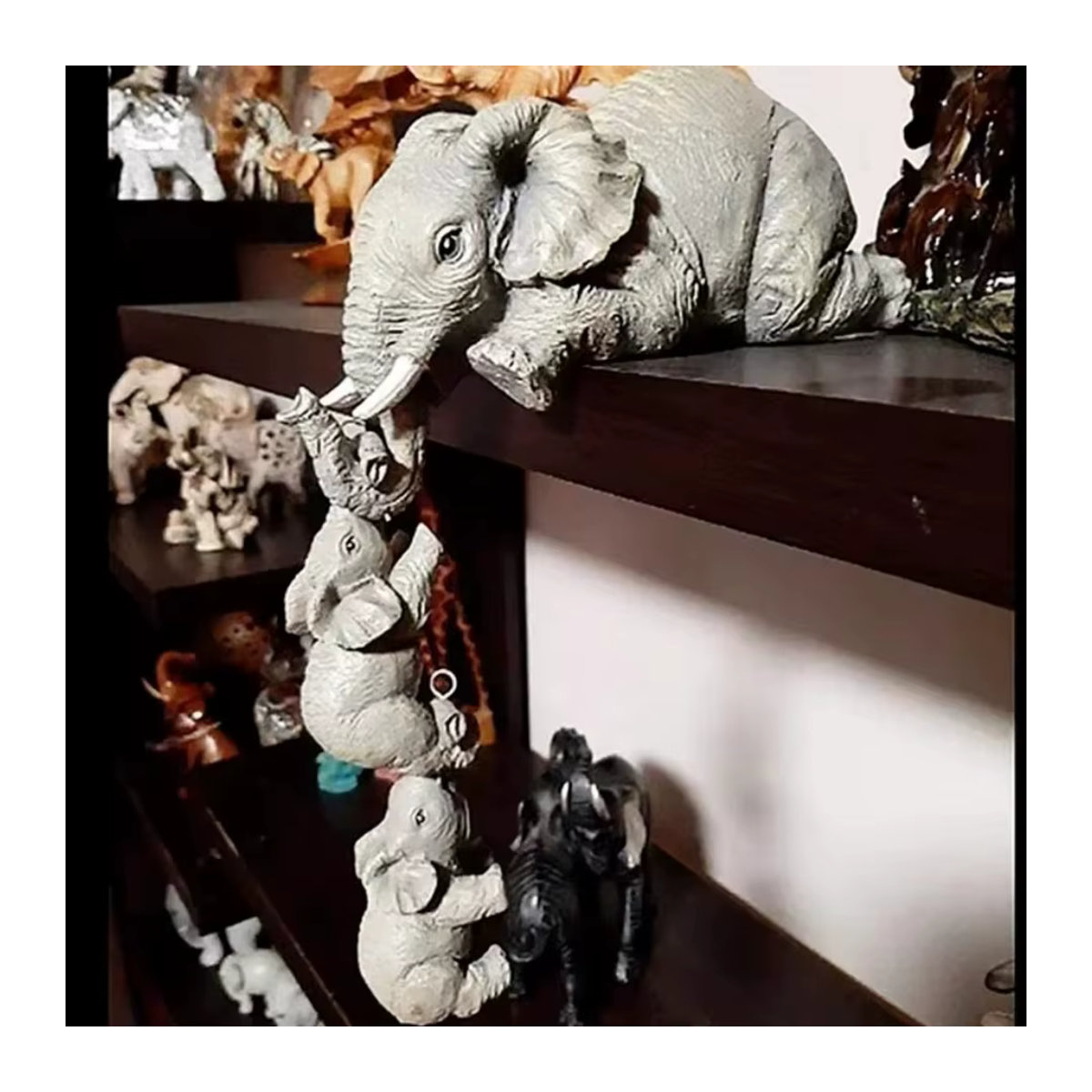 3er-Set Elefanten-Ornamente aus Kunstharz in Grau für deine Wohndekoration - Bild 3