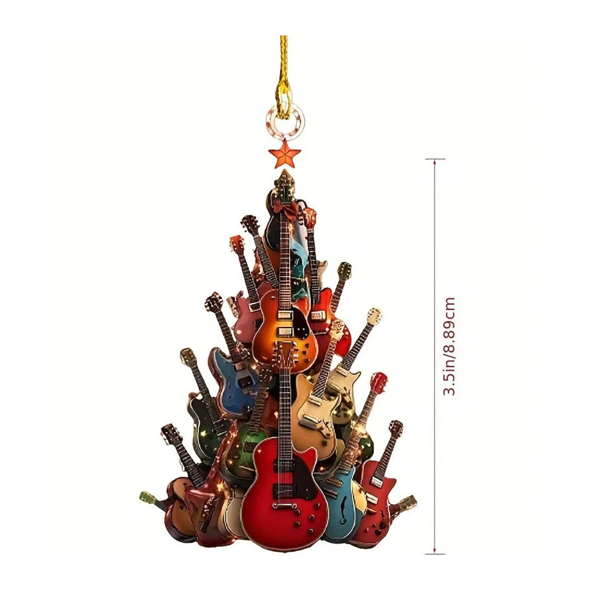 3er-Set Gitarre Hängeornamente aus Kunststoff für den Weihnachtsbaum, mehrfarbig - Bild 4