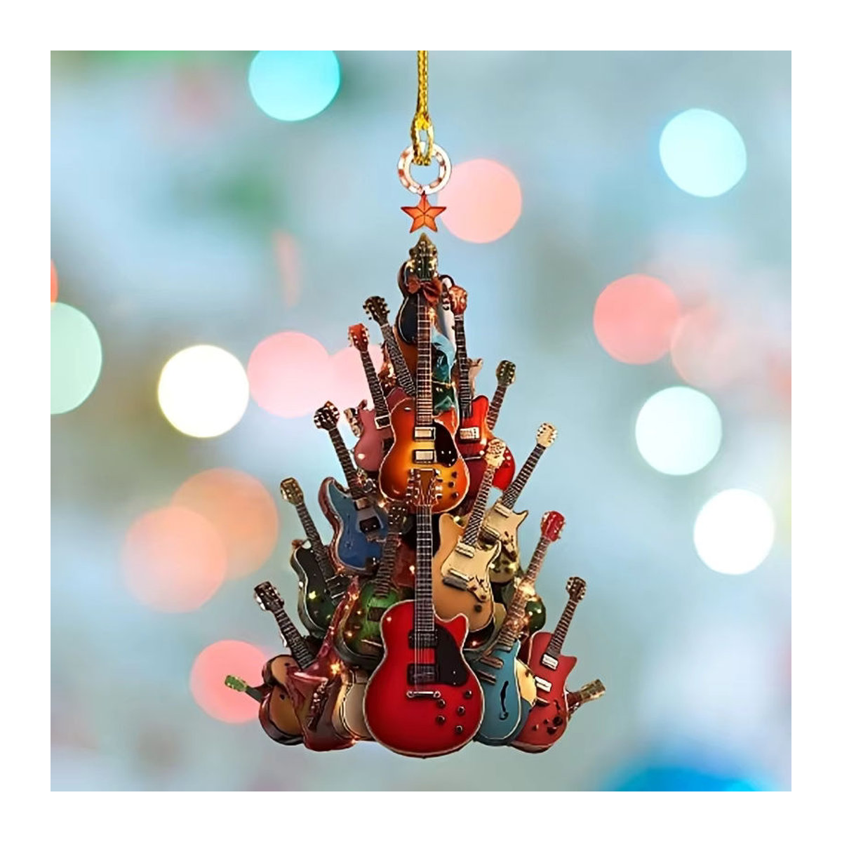 3er-Set Gitarre Hängeornamente aus Kunststoff für den Weihnachtsbaum, mehrfarbig - Bild 6