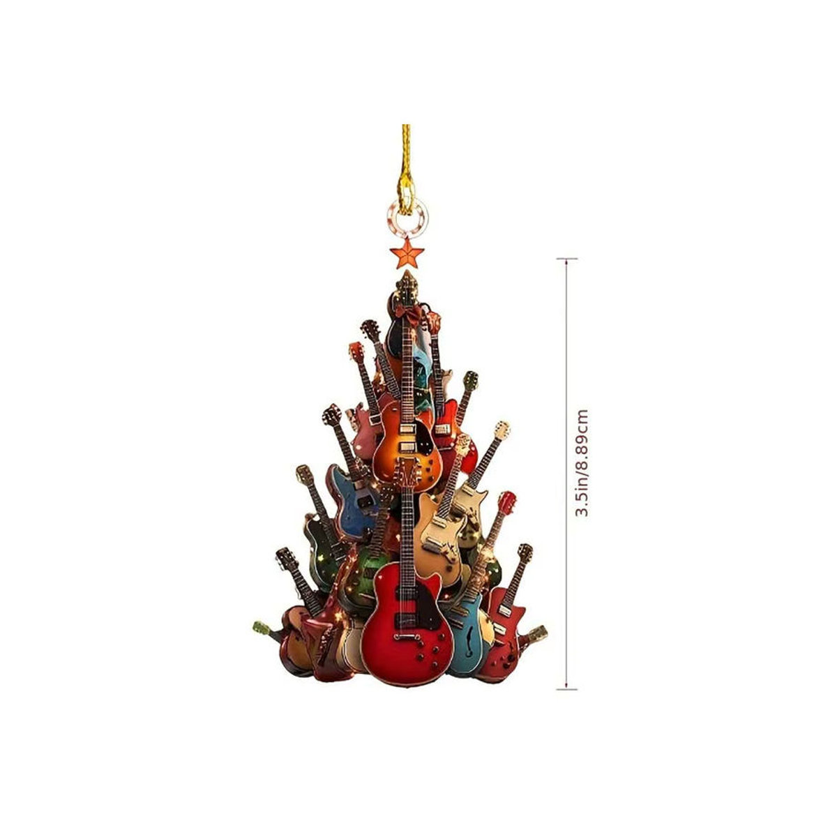 3er-Set Gitarre Hängeornamente aus Kunststoff für den Weihnachtsbaum, mehrfarbig - Bild 7