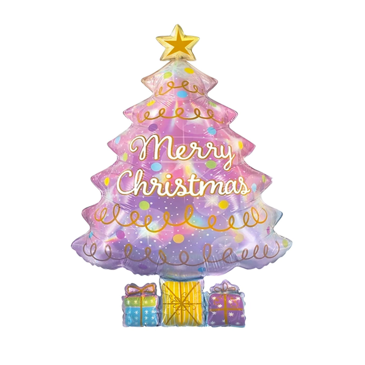 3er Set mehrfarbige Weihnachtsbaum Folienballons aus Kunststoff für deine Weihnachtsdekoration - Bild 4