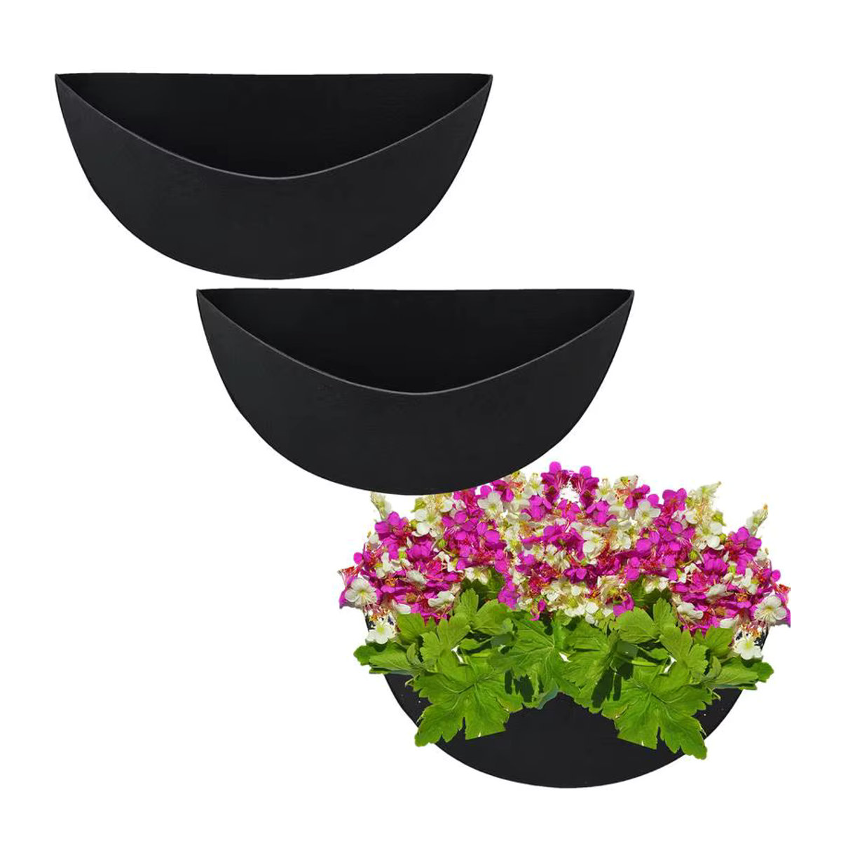 3er Set Pflanzkorb Liner aus Filz in Halbrund für Garten und Outdoor Dekoration - Bild 3