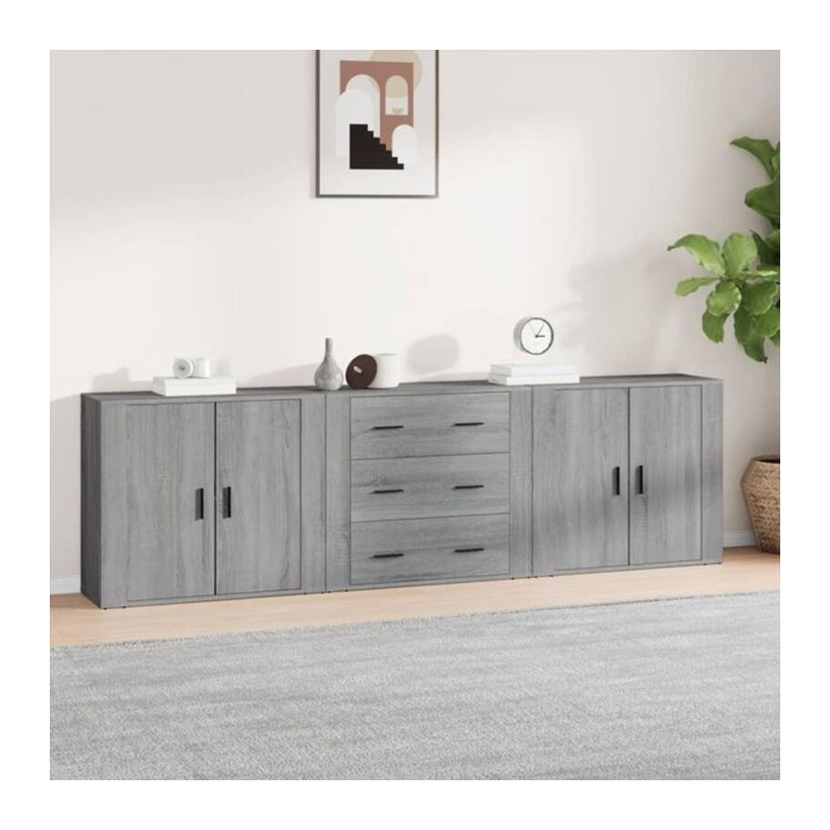 3er-Set Sideboards von Vidaxl in Grau Sonoma aus Holzwerkstoff im modernen und klassischen Design - Bild 1
