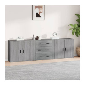 3er-Set Sideboards von Vidaxl in Grau Sonoma aus Holzwerkstoff im modernen und klassischen Design