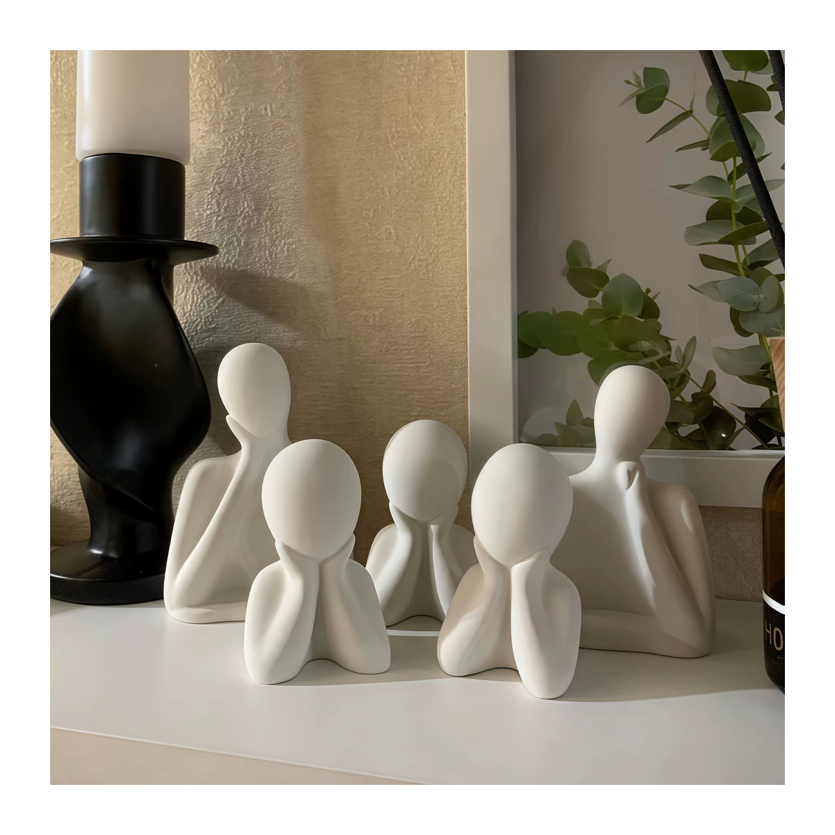 3er-Set Silikonform für abstrakte menschliche Statuen zur Herstellung von Kerzen und Dekorationen aus Gips oder Kunstharz in Weiß - Bild 3