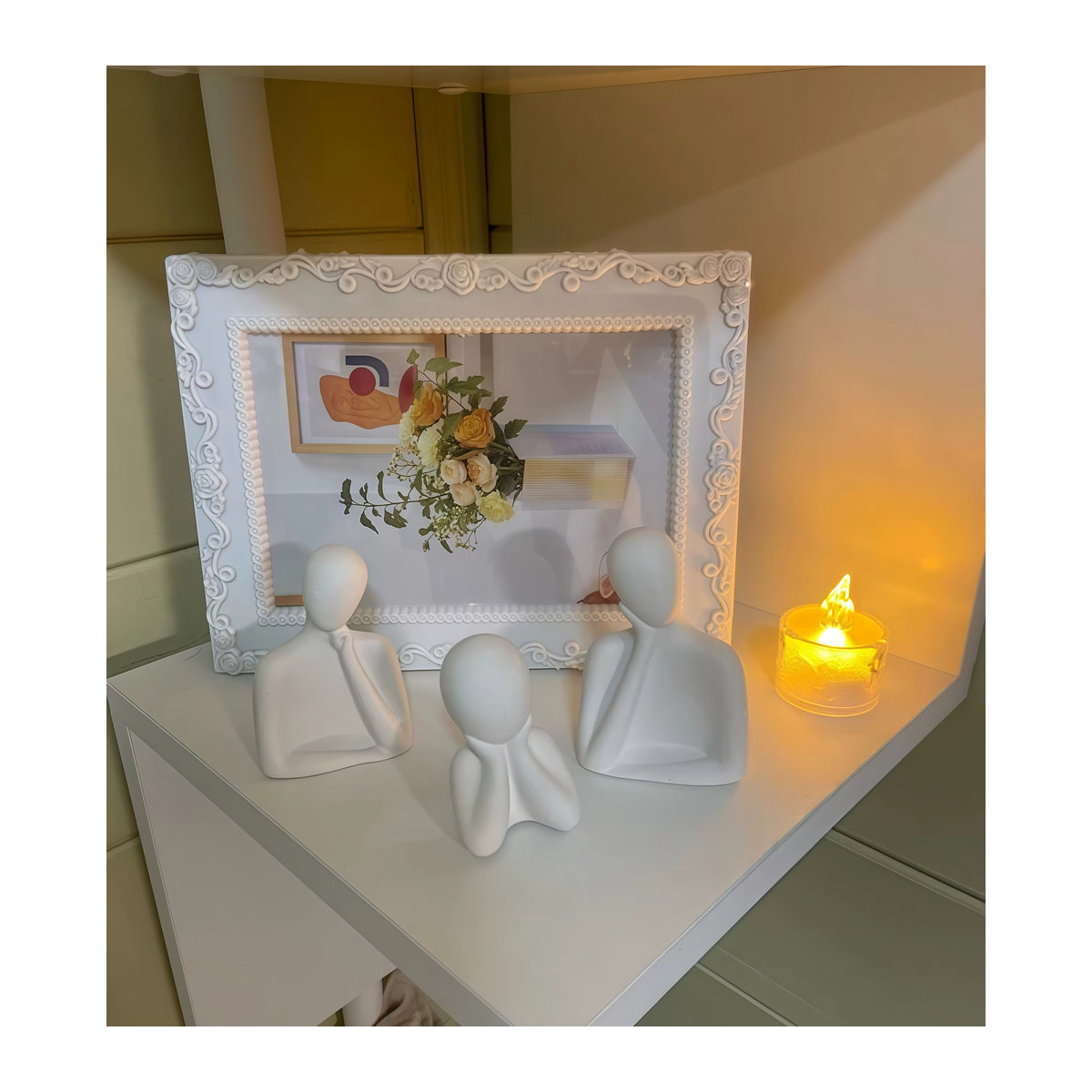 3er-Set Silikonform für abstrakte menschliche Statuen zur Herstellung von Kerzen und Dekorationen aus Gips oder Kunstharz in Weiß - Bild 4