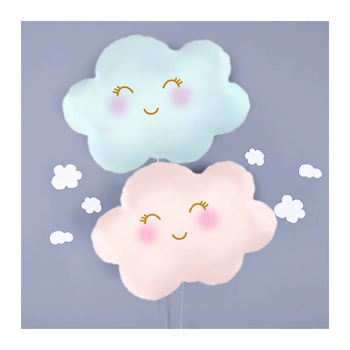 3er-Set Smiley Wolken Folienballons in Rosa, Blau und Weiß für Geburtstag, Hochzeit oder Babyparty - Bild 2