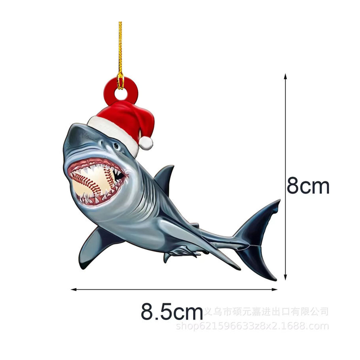 3er-Set Strong-Toyers Haie-Hängeornamente in mehrfarbigem Design für Weihnachtsbaum und maritime Dekoration - Bild 3