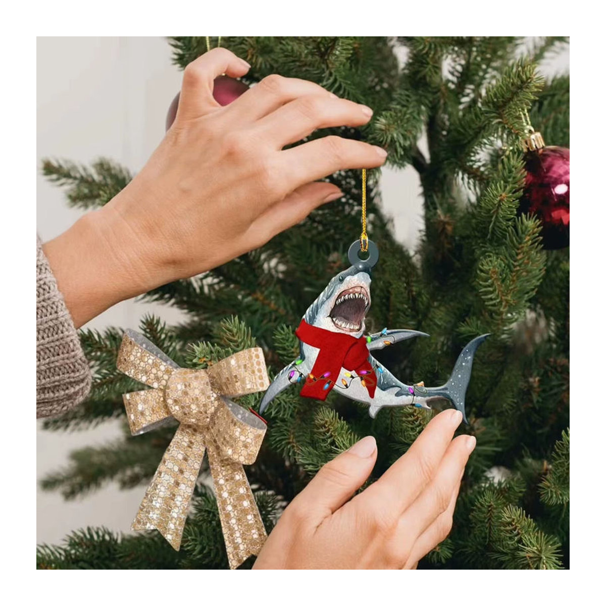 3er-Set Strong-Toyers Haie-Hängeornamente in mehrfarbigem Design für Weihnachtsbaum und maritime Dekoration - Bild 4